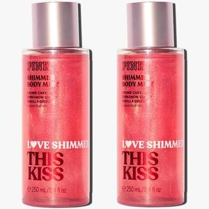 PINK Victoria's Secret This Kiss Love Shimmer Fragrance Body Mist Set of 2 NEW